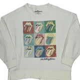 Pop Art Tongue Design The Rolling Stones Band Sweatshirt - Large White Cotton