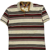 Tommy Hilfiger Striped Polo Shirt - Large Cream Cotton