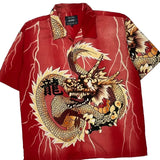 Dragon Print Ur Graphic Hawaiian Shirt - XL Red Cotton