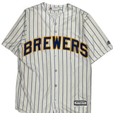 Milwaukee Brewers Majestic Striped Jersey - Small Blue Polyester