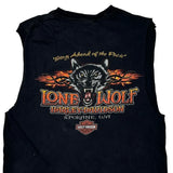 Lone Wolf Harley Davidson Graphic Vest - Large Black Cotton