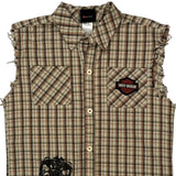 Skull And Crossbones Graphic Harley Davidson Checked Flannel Shirt - Small Multicoloured Cotton