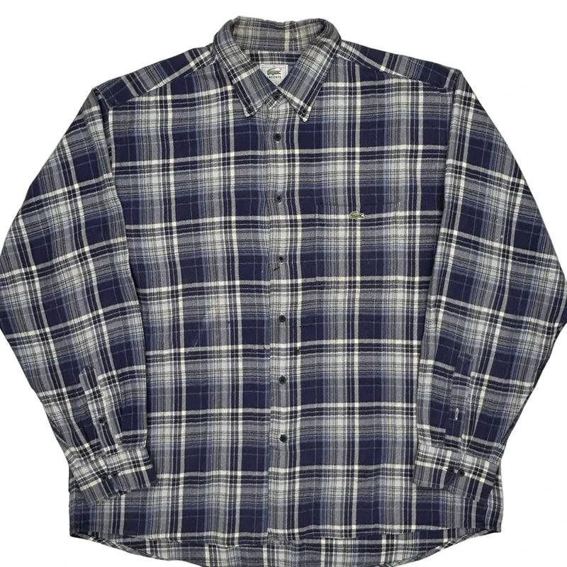 Lacoste Checked Flannel Shirt - XL White Cotton