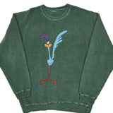 Road Runner Looney Tunes Cartoon Sweatshirt - Large Green Cotton