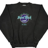 Hard Rock Cafe Spellout Sweatshirt - Medium Black Cotton Blend