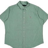 Ralph Lauren Striped Short Sleeve Shirt - 2XL Green Cotton
