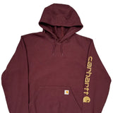 Carhartt Spellout Hoodie - Medium Burgundy Cotton