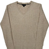 Tommy Hilfiger Cable Knit Sweater - Large Beige Cotton