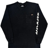 Dickies Spellout Long Sleeve T-Shirt - Small Black Cotton