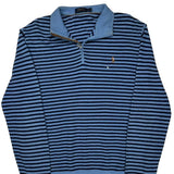 Polo By Ralph Lauren Striped 1/4 Zip - XL Blue Cotton