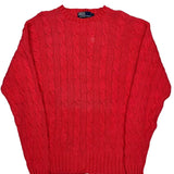 Polo By Ralph Lauren Cable Knit Sweater - Large Red Cotton