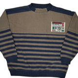 90S Cezar Striped Sweatshirt - Large Brown Cotton