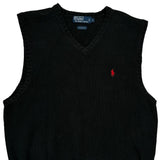Polo By Ralph Lauren Sweater Vest - Large Black Cotton