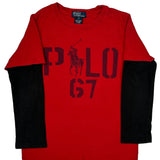 Age 7 Polo By Ralph Lauren Graphic Long Sleeve T-Shirt - Small Red Cotton