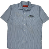 Rush Red Kap Striped Short Sleeve Shirt - Medium Blue Polyester Blend