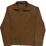 Polo By Ralph Lauren 1/4 Zip - Large Brown Cotton