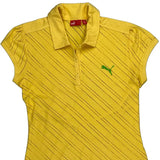 Puma Striped Polo Shirt - Large Yellow Cotton