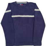 Tommy Hilfiger Striped Sweater - XL Purple Cotton