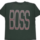 Single Stitch Boss Spellout T-Shirt - XL Green Cotton