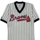 1980s Braves Majestic Pinstripe Jersey - Small White Cotton