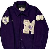 Marinette Athletics Delong College Varsity Jacket - Large Purple Wool
