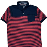 Tommy Hilfiger Striped Polo Shirt - Large Navy Cotton