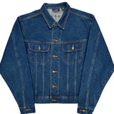 Classic Car Embroidery Wrangler Graphic Denim Jacket - Large Blue Cotton