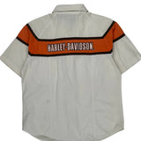 Harley Davidson Spellout Short Sleeve Shirt - Medium White Cotton