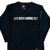 Museum Harley Davidson Spellout Long Sleeve T-Shirt - Small Black Cotton