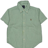 Age 1.5 Ralph Lauren Striped Short Sleeve Shirt - 2XS Green Cotton