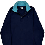 Lacoste Collared 1/4 Zip - Large Blue Cotton