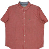 Lacoste Checked Short Sleeve Shirt - 2XL Red Cotton