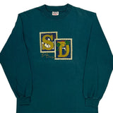 San Diego Oneita Single Stitch Long Sleeve T-Shirt - Medium Green Cotton