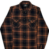 Harley Davidson Checked Flannel Shirt - Medium Brown Cotton