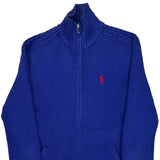 Ralph Lauren Sport Full Zip Sweater - Small Blue Cotton
