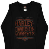 Harley Davidson Graphic Long Sleeve T-Shirt - Large Black Cotton