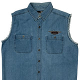 Motorcycles Harley Davidson Graphic Denim Vest - XL Blue Cotton