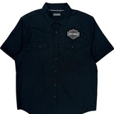 Harley Davidson Short Sleeve Shirt - XL Black Cotton Blend