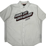 Genuine Motorclothes Harley Davidson Spellout Short Sleeve Shirt - 2XL White Cotton