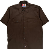 Dickies Short Sleeve Shirt - Large Brown Polyester Blend