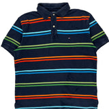 Tommy Hilfiger Striped Polo Shirt - Large Multicoloured Cotton