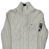 Shield Patch On Sleeve Tommy Hilfiger 1/4 Zip - Medium White Cotton