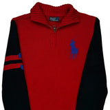 Polo By Ralph Lauren Striped 1/4 Zip - XS Red Cotton