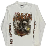 Legendary Ride Harley Davidson Graphic Long Sleeve T-Shirt - Medium White Cotton