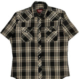 Wrangler Checked Short Sleeve Shirt - Large Black Cotton