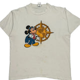 Mickey Mouse Fruit Of The Loom Cartoon T-Shirt - XL White Cotton