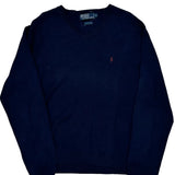 Polo By Ralph Lauren V-Neck Sweater - XL Navy Cotton