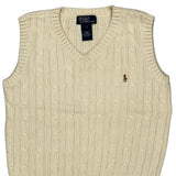 Age 7 Polo By Ralph Lauren Sweater Vest - Small Cream Cotton