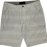 Oakley Striped Chino Shorts - 34W 11L Beige Cotton Blend