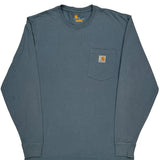 Carhartt Long Sleeve T-Shirt - Small Blue Cotton